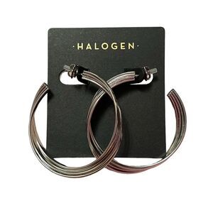 ⭐️3/$25⭐️ Halogen Silver Tone Twisted Hoop 2”